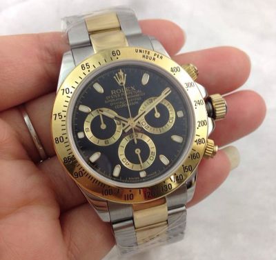 Rolex Daytona Swiss Grade 7750 Two Tone Black Face 40mm Mens Watch